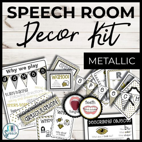 Speech Therapy Room Decor - Functional Decor Kit with Visual Aids - Metallic