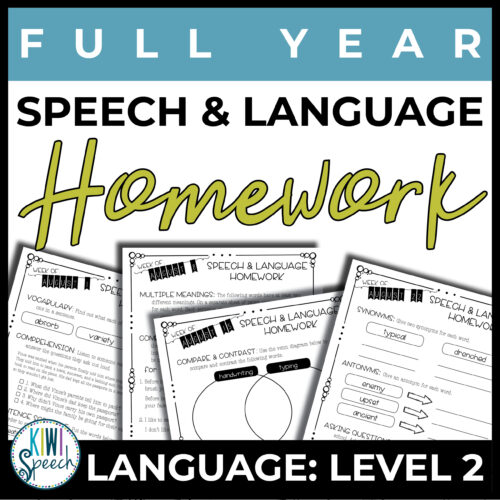 Language Homework for Speech Therapy for the Whole Year - Middle School Level
