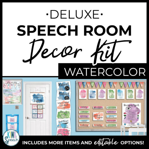 Speech Therapy Room Decor - Functional Speech Decor w/ Visual Aids - Watercolor