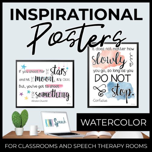 Motivational Posters - Classroom Decor & Speech Therapy Room Decor - Watercolor