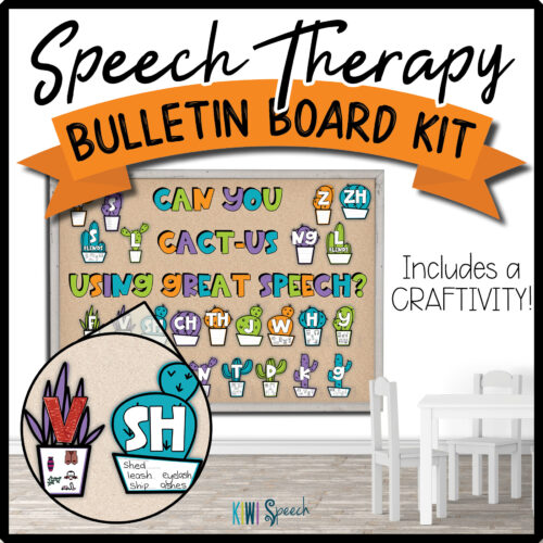 Cactus Speech Bulletin Board / Door Kit + Craftivity - Speech Therapy Room Decor