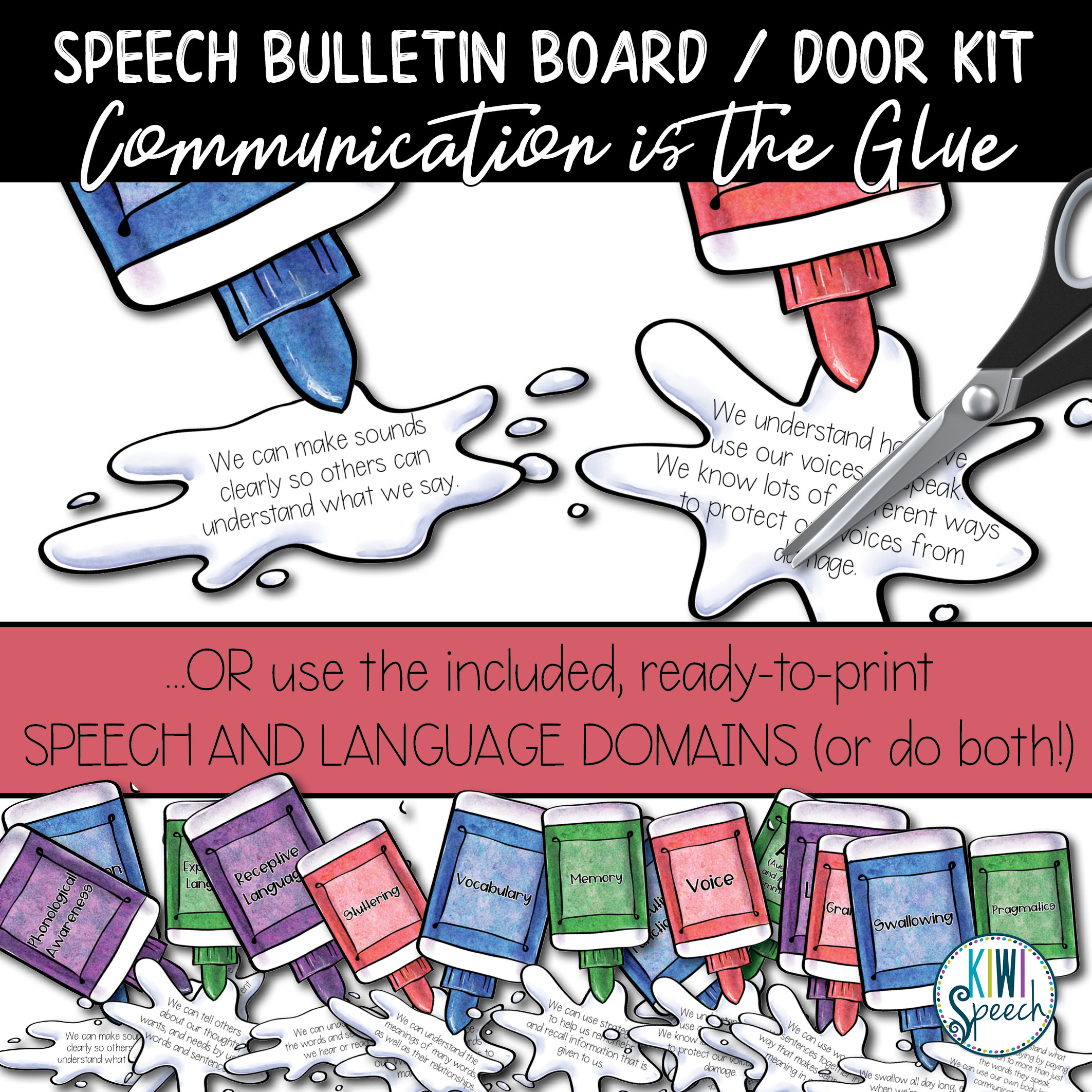 Glue Speech Bulletin Board / Door Kit + Craftivity - Speech Therapy ...