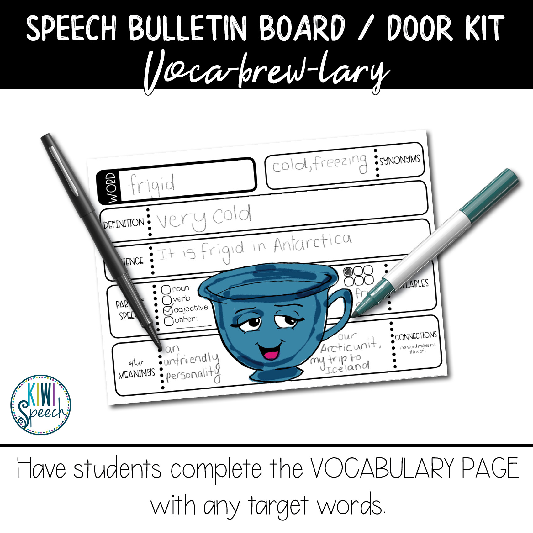 Vocabulary Bulletin Board Kit or Door Decor for Speech Therapy Rooms or ...