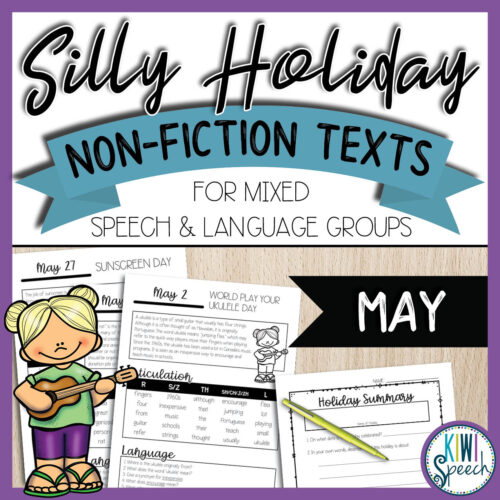 No Prep Silly Holiday Texts for Speech Therapy Mixed Groups - May