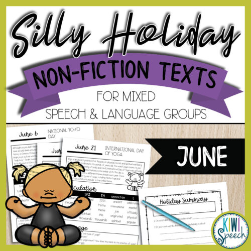 No Prep Silly Holiday Texts for Speech Therapy Mixed Groups - June