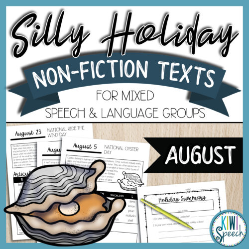 No Prep Silly Holiday Texts for Speech Therapy Mixed Groups - August