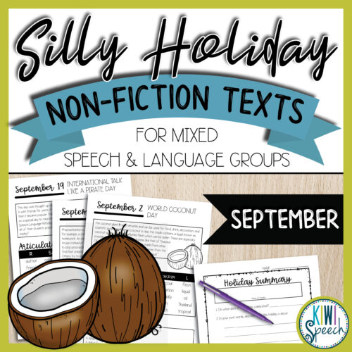 No Prep Silly Holiday Texts for Speech Therapy Mixed Groups - September