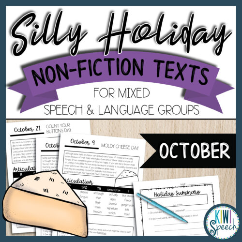 No Prep Silly Holiday Texts for Speech Therapy Mixed Groups - October