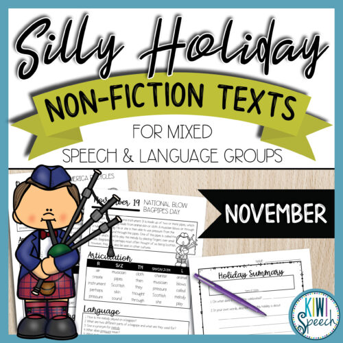 No Prep Silly Holiday Texts for Speech Therapy Mixed Groups - November