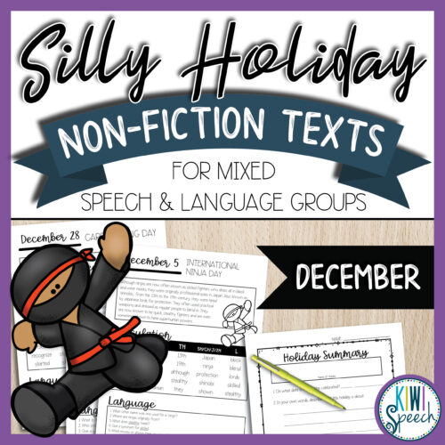No Prep Silly Holiday Texts for Speech Therapy Mixed Groups - December