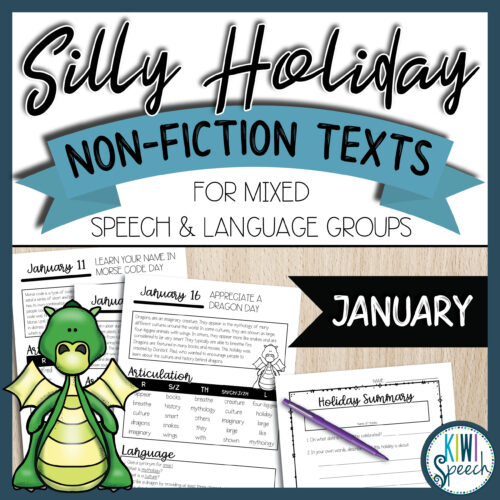 No Prep Silly Holiday Texts for Speech Therapy Mixed Groups - January
