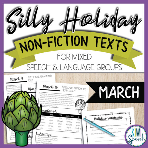 No Prep Silly Holiday Texts for Speech Therapy Mixed Groups - March