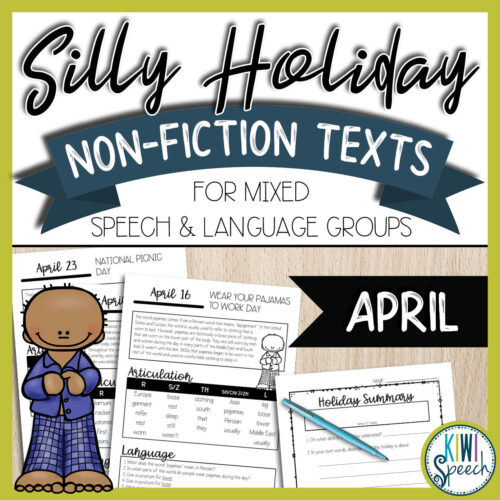No Prep Silly Holiday Texts for Speech Therapy Mixed Groups - April