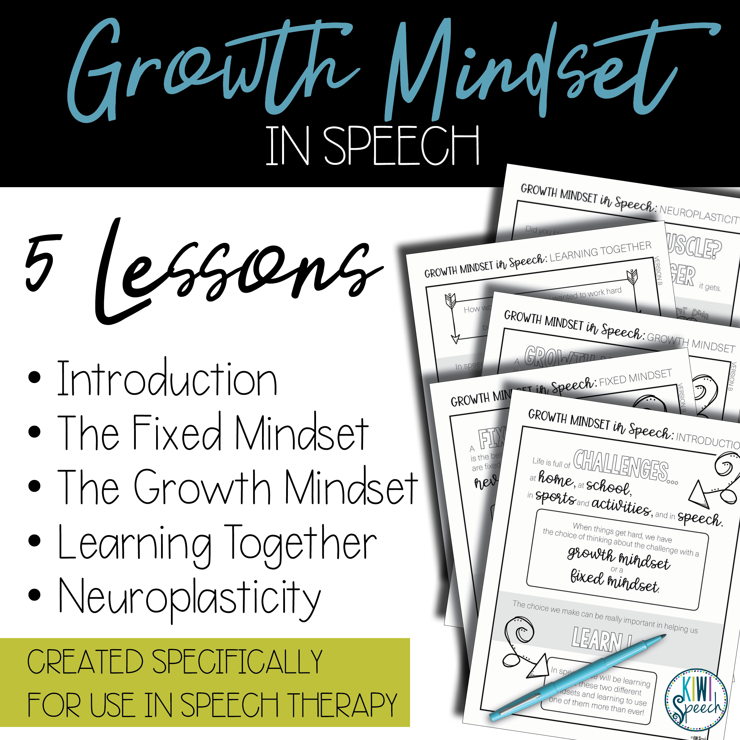 Growth Mindset in Speech - Supplementary Curriculum for Speech - Unit 1 ...
