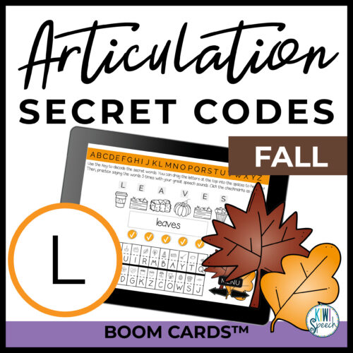 L Articulation Secret Codes BOOM Cards - Fall | Speech | Distance Learning