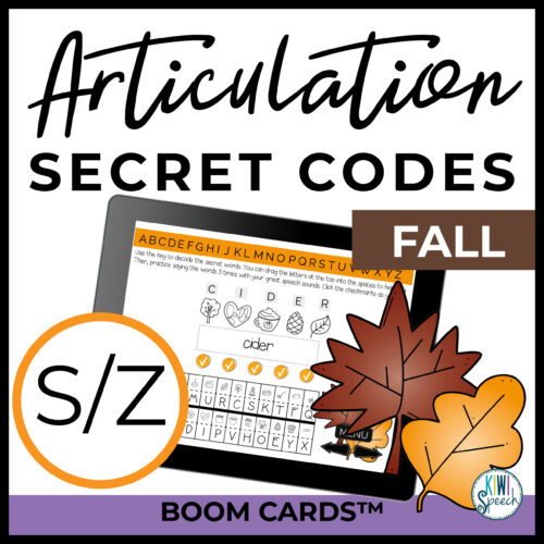 S / Z Articulation Secret Codes BOOM Cards - Fall | Speech | Distance Learning