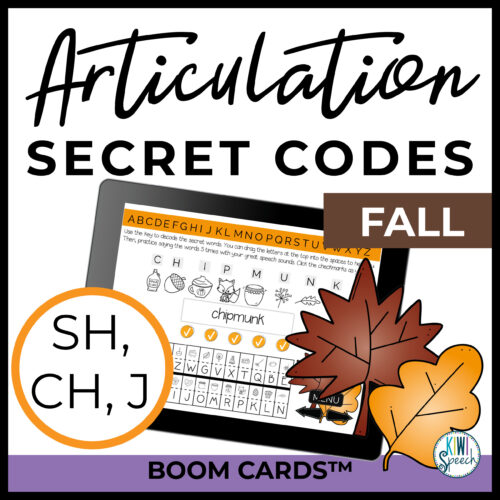 SH, CH, J Articulation Secret Codes BOOM Cards - Fall | Speech Therapy