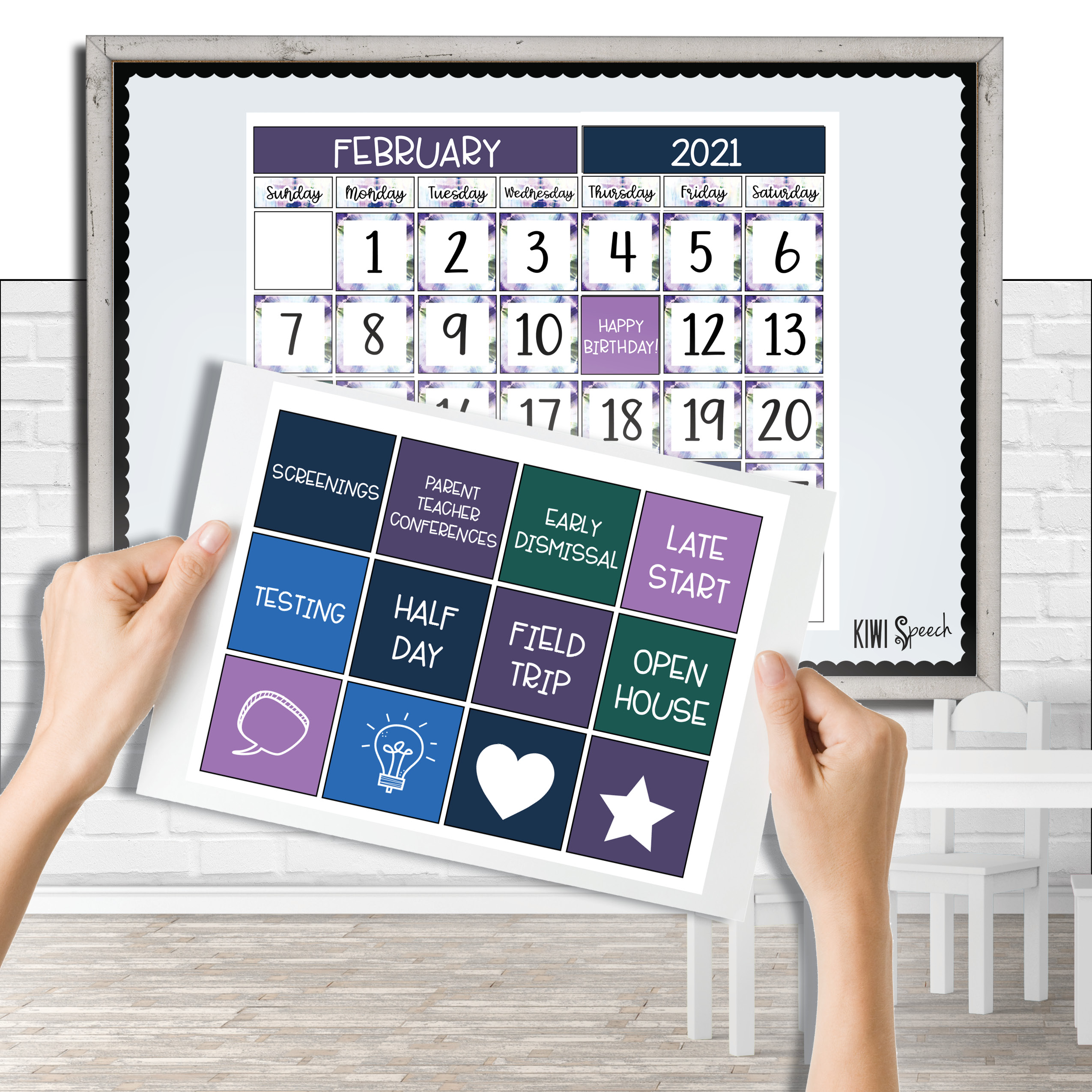 Editable Classroom Calendar Kit for Speech Therapy Room Decor - Tie Dye ...