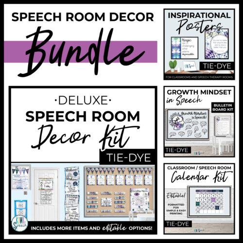 Tie Dye Speech Therapy Room Decor - Bundle of Functional Decor for Speech