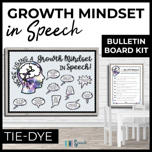 Growth Mindset Bulletin Board & Poster for Speech Therapy Room Decor - Tie Dye