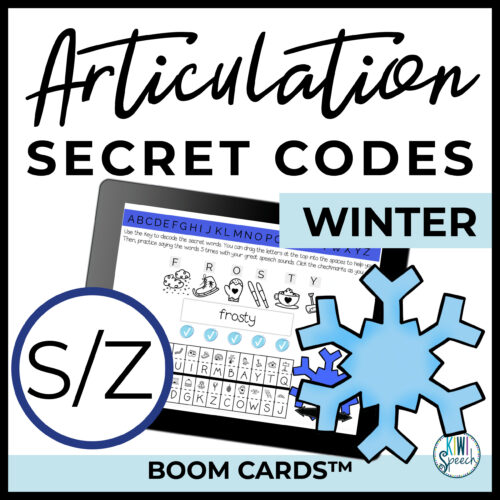 S & Z Articulation Secret Codes BOOM Cards for Digital Speech Therapy - Winter