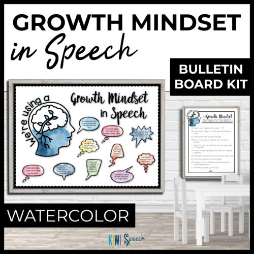Growth Mindset Bulletin Board & Poster - Speech Therapy Room Decor - Watercolor
