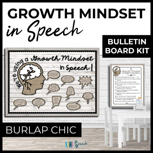 Growth Mindset Bulletin Board & Poster - Speech Therapy Room Decor - Burlap Chic
