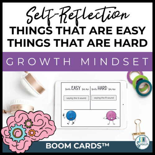 Digital Growth Mindset in Speech: Self Reflection - Easy or Hard? BOOM CARDS
